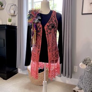 {Coral Lace cover up}